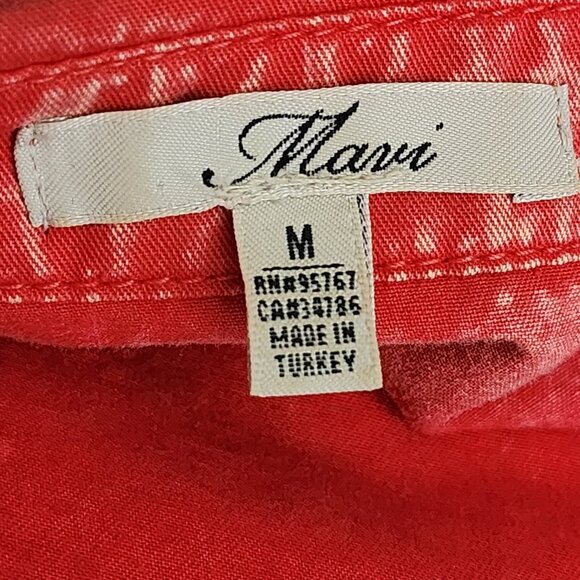 Mavi Orange Wash Cotton Pearl Snap Shirt Dress - Picture 5 of 6